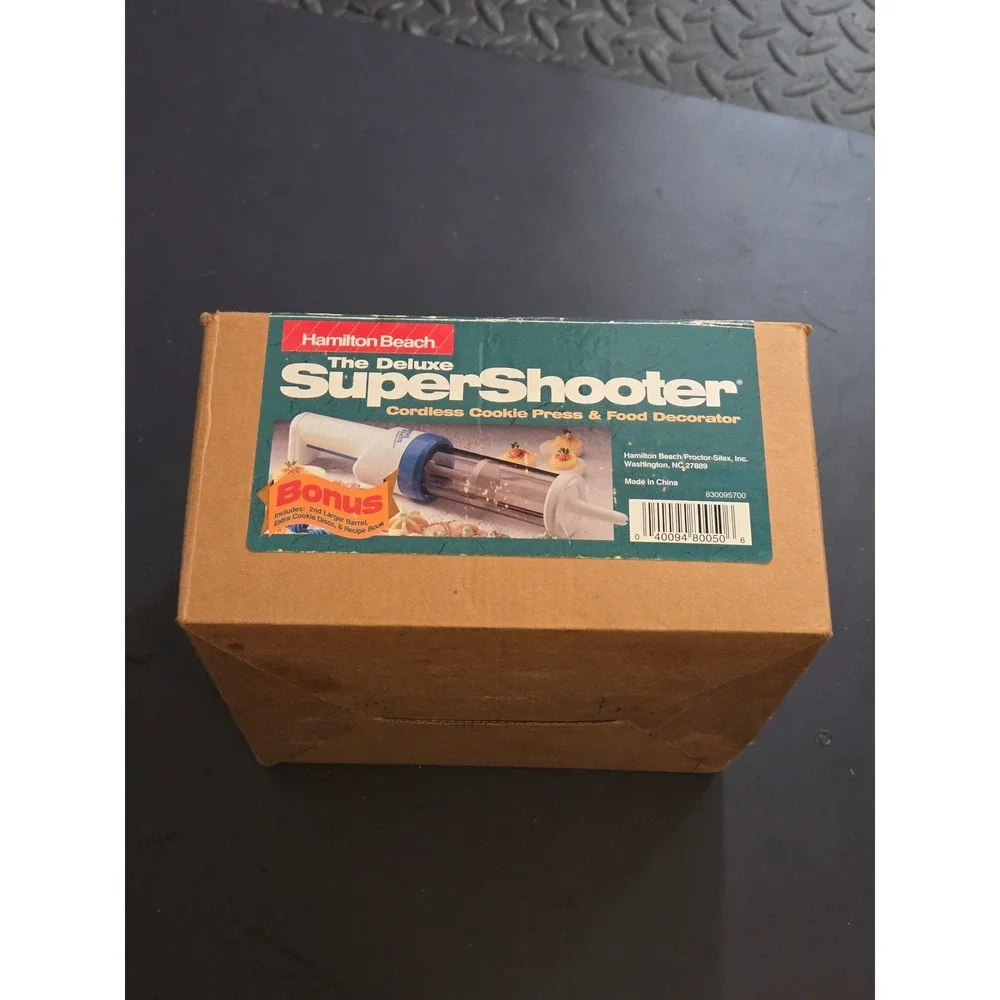 Vintage Hamilton‎ Beach SuperShooter Deluxe Cordless Cookie Press Set w/ Box